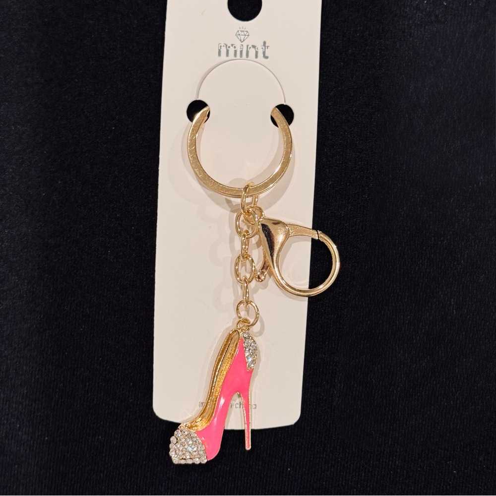 BAG CHARM Mint Stylish Pink and Gold Heel Keychain